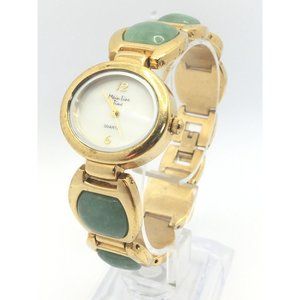 Main Line Time Gemstone 6 1/2" Watch ~GOLD TONE~Mother of Pearl Dial New Battery